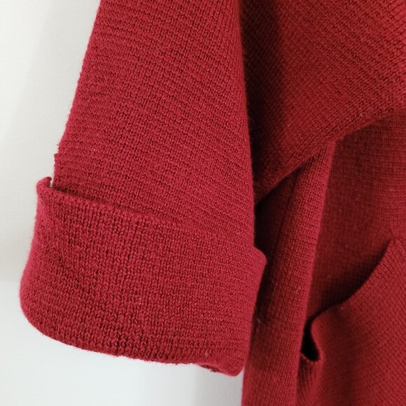 Red Sweater COCOGIO made in Italy - Large button up 50% Merino wool/ Acrylic - Picture 9 of 16